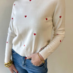 Polka Dot Heart Sweater - Red/Cream