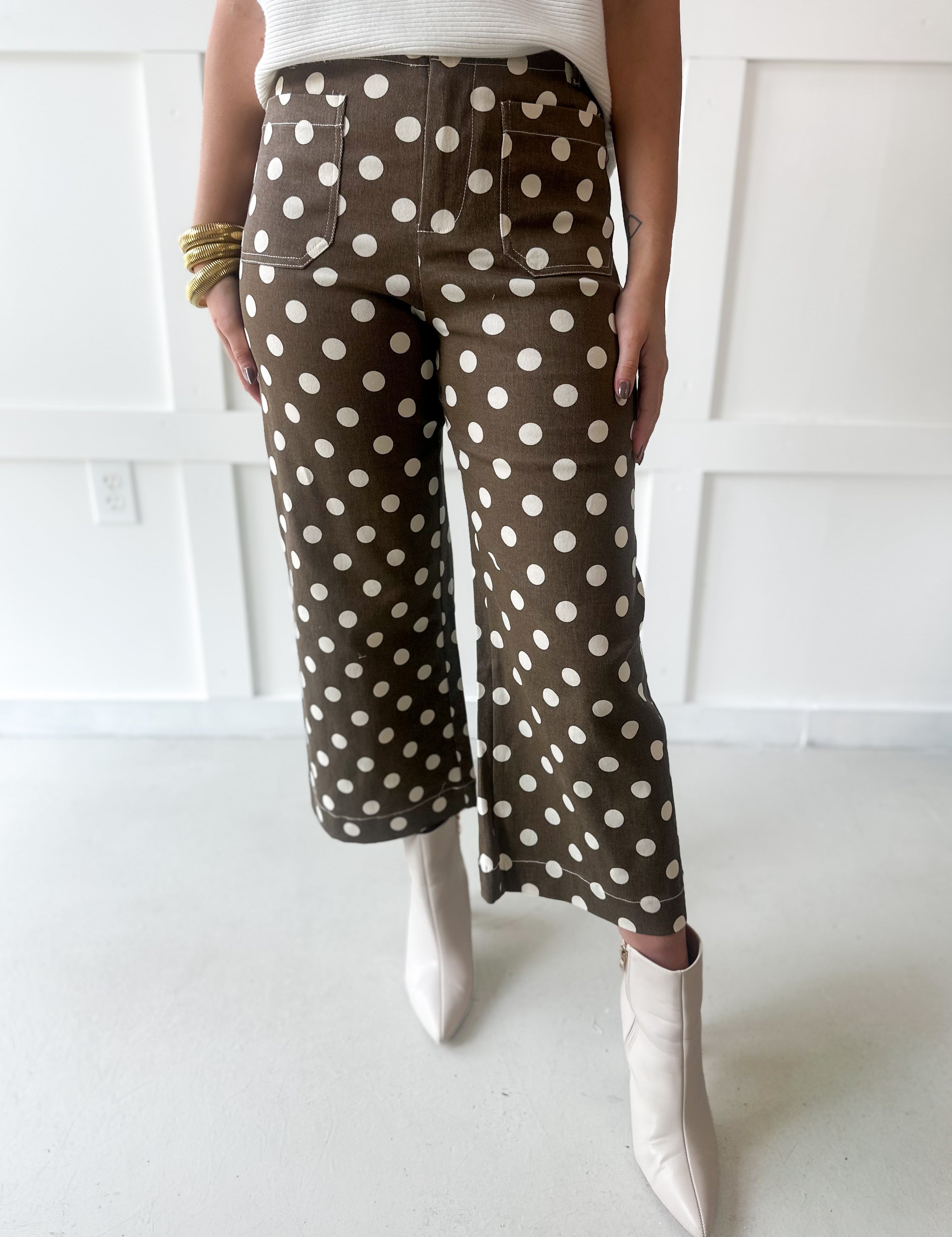 Polka Dot Jeans- Brownie