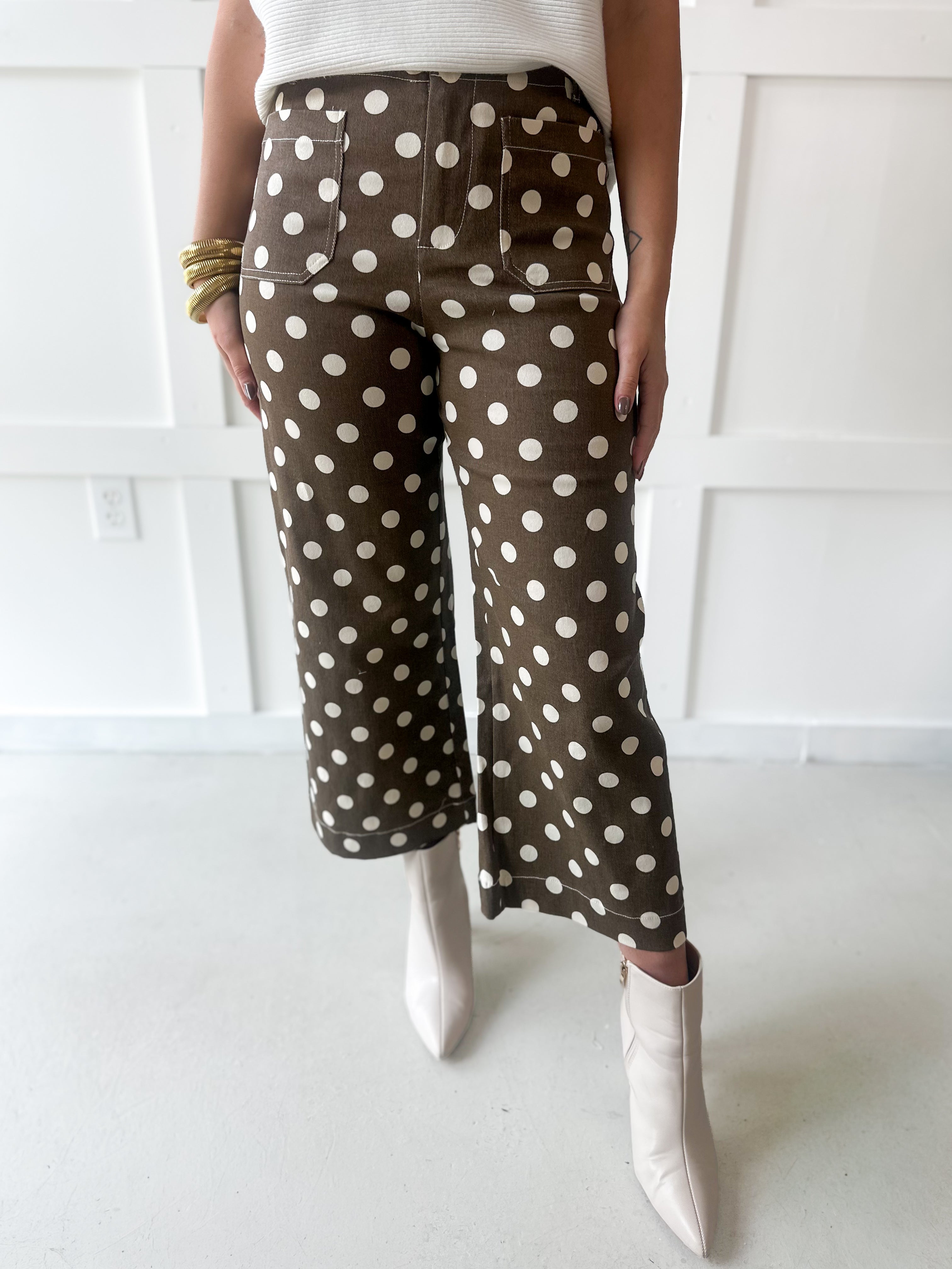 Polka Dot Jeans- Brownie