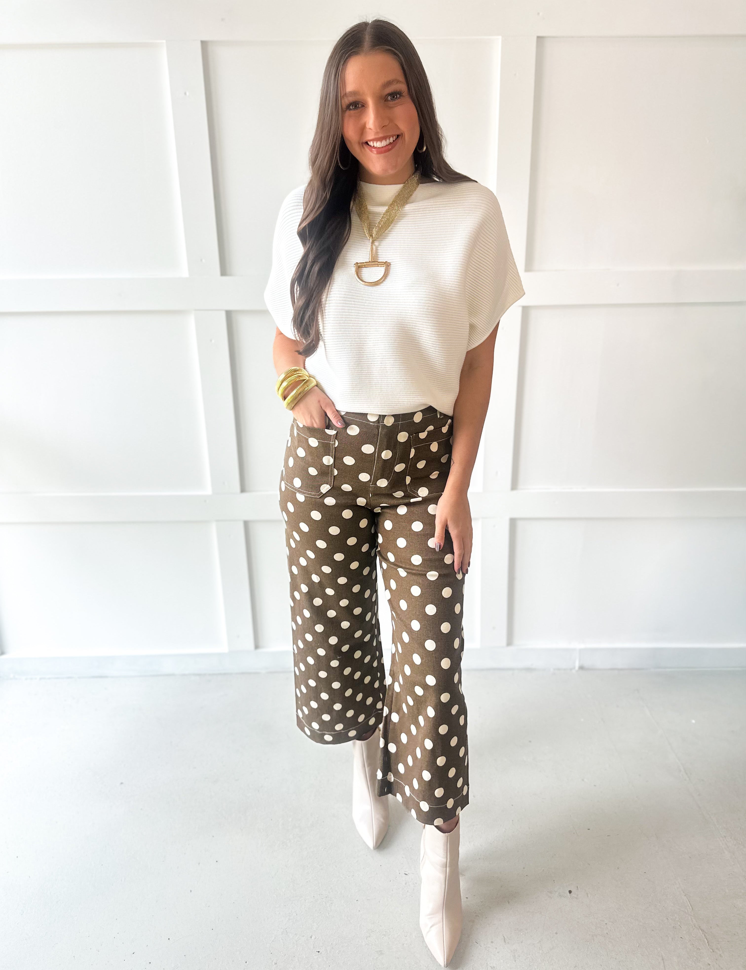 Polka Dot Jeans- Brownie