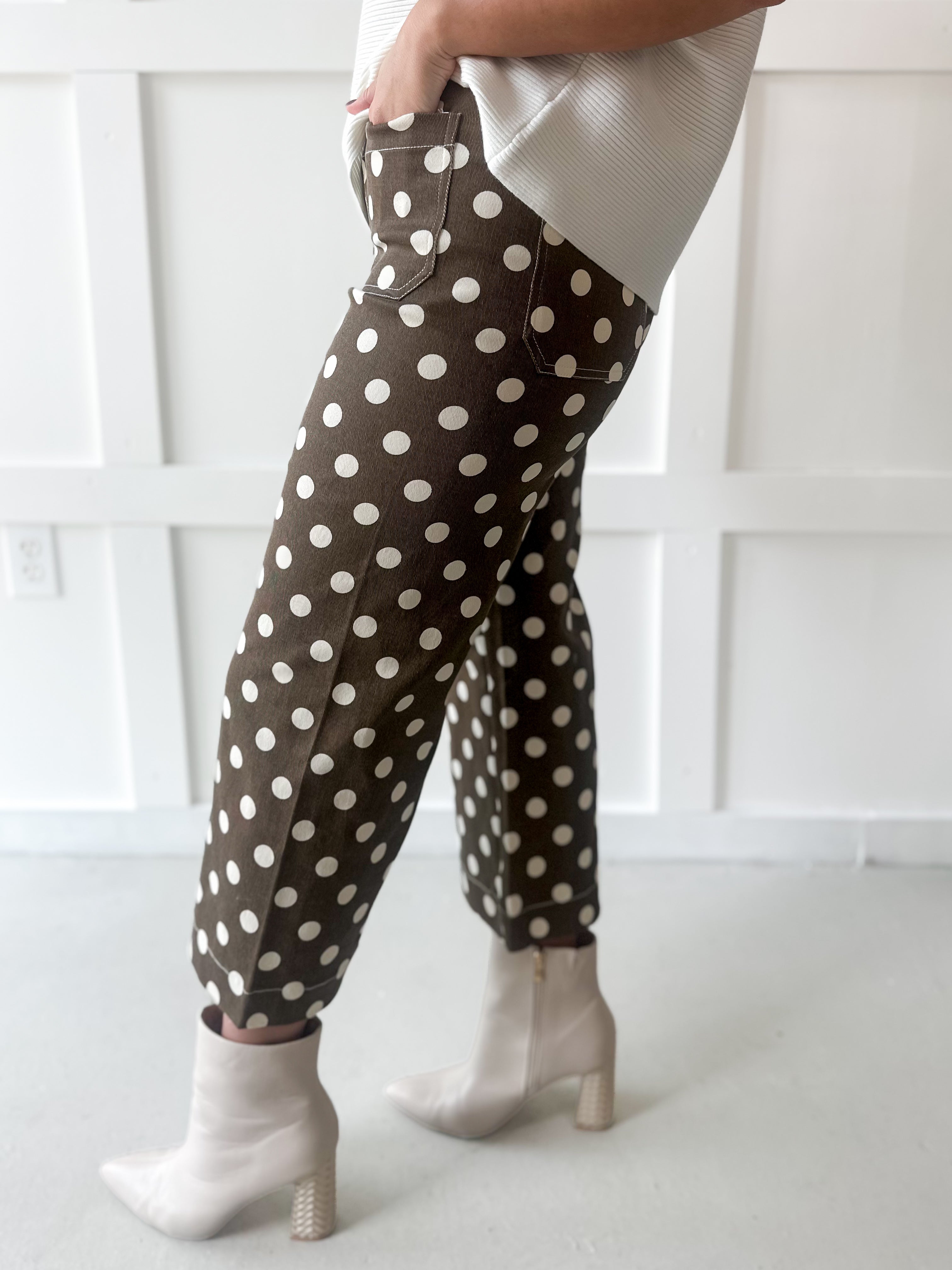 Polka Dot Jeans- Brownie