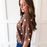 Polka dot Knit Cardigan - Brown
