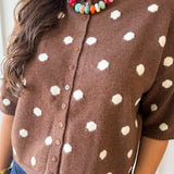 Polka dot Knit Cardigan - Brown