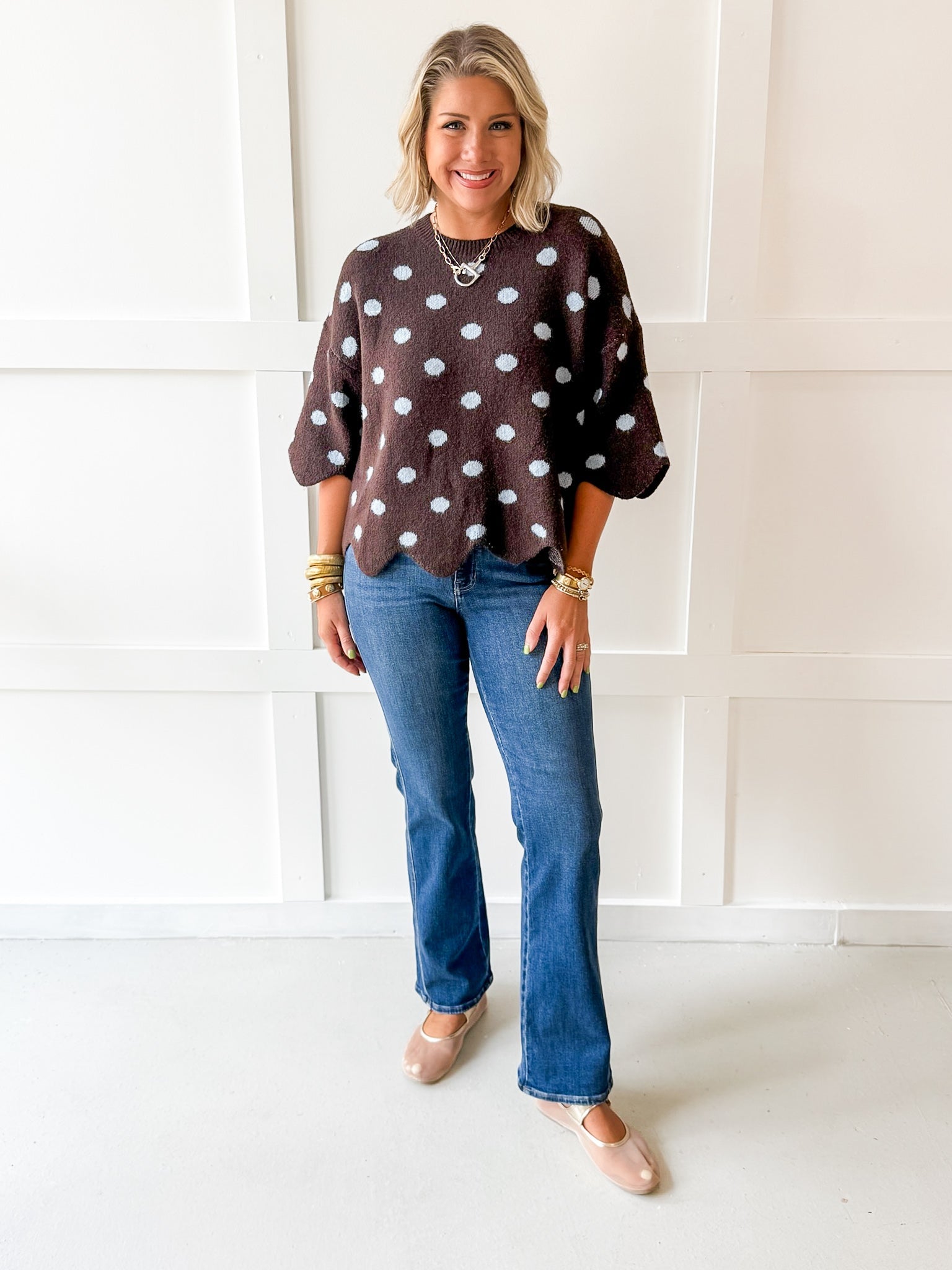 Polka Dot Knit Sweater