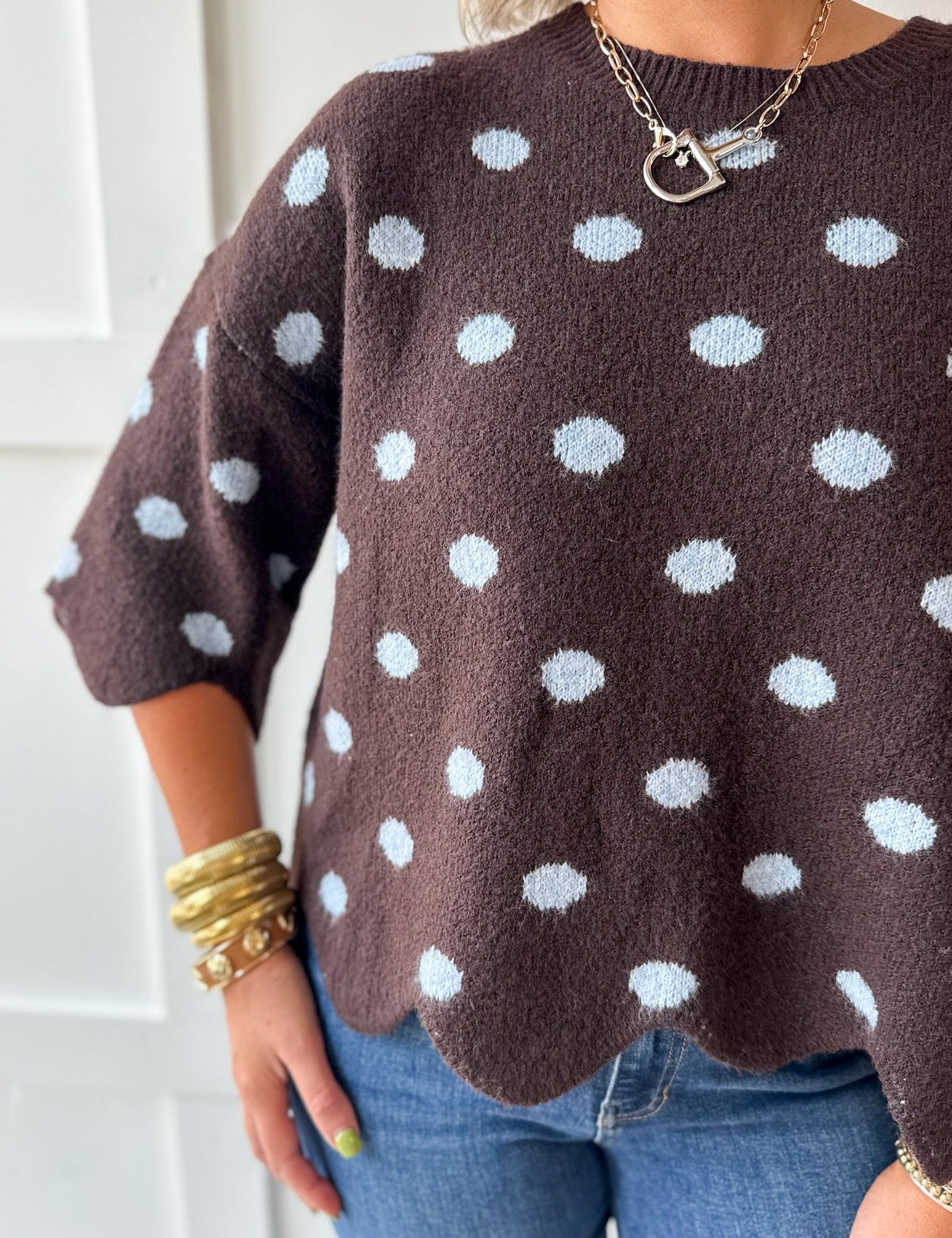 Polka Dot Knit Sweater
