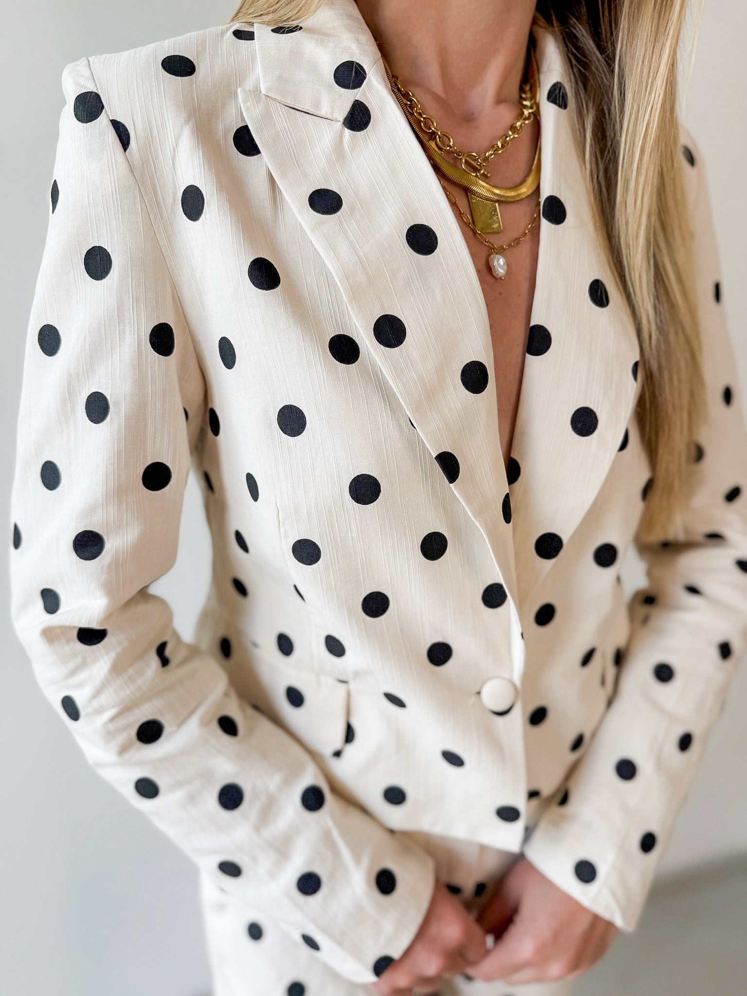 Polka Dot Linen Blazer & Shorts