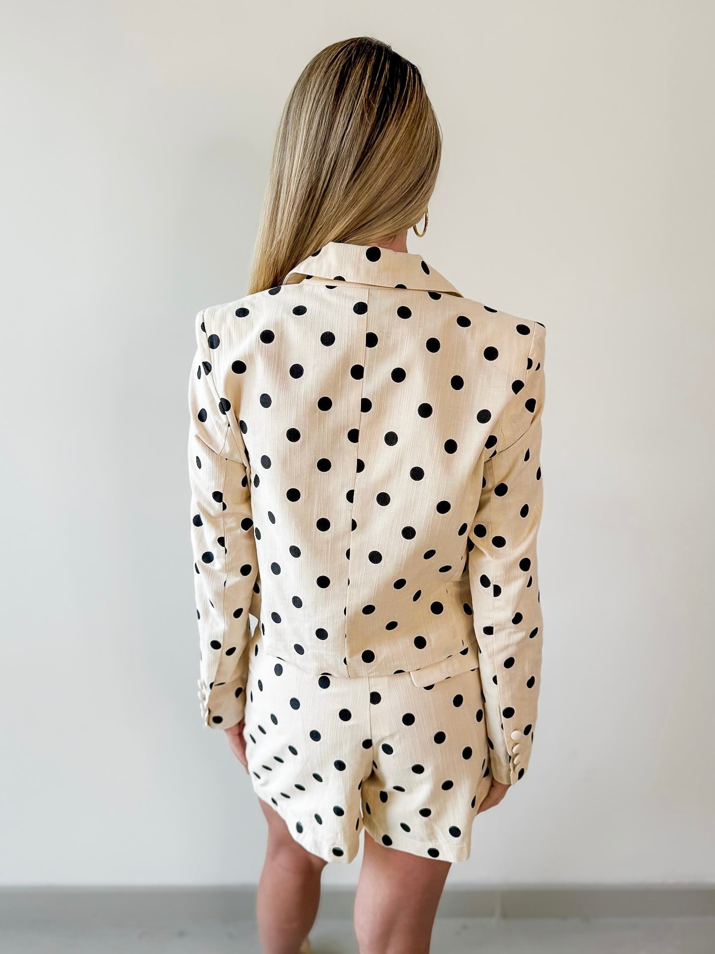 Polka Dot Linen Blazer & Shorts
