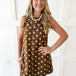 Polka Dot Mini Dress - Mocha Mouse