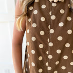 Polka Dot Mini Dress - Mocha Mouse
