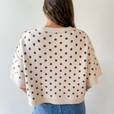 Polka Dot Oversized Knit Top- Ecru