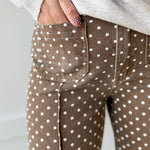 Polka Dot Print Pants - Brown