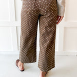 Polka Dot Print Pants - Brown