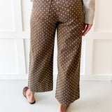 Polka Dot Print Pants - Brown