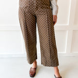 Polka Dot Print Pants - Brown