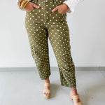 Polka Dot Print Pants - Olive