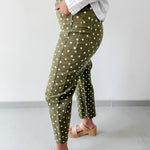 Polka Dot Print Pants - Olive