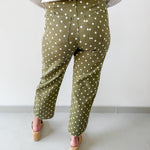 Polka Dot Print Pants - Olive