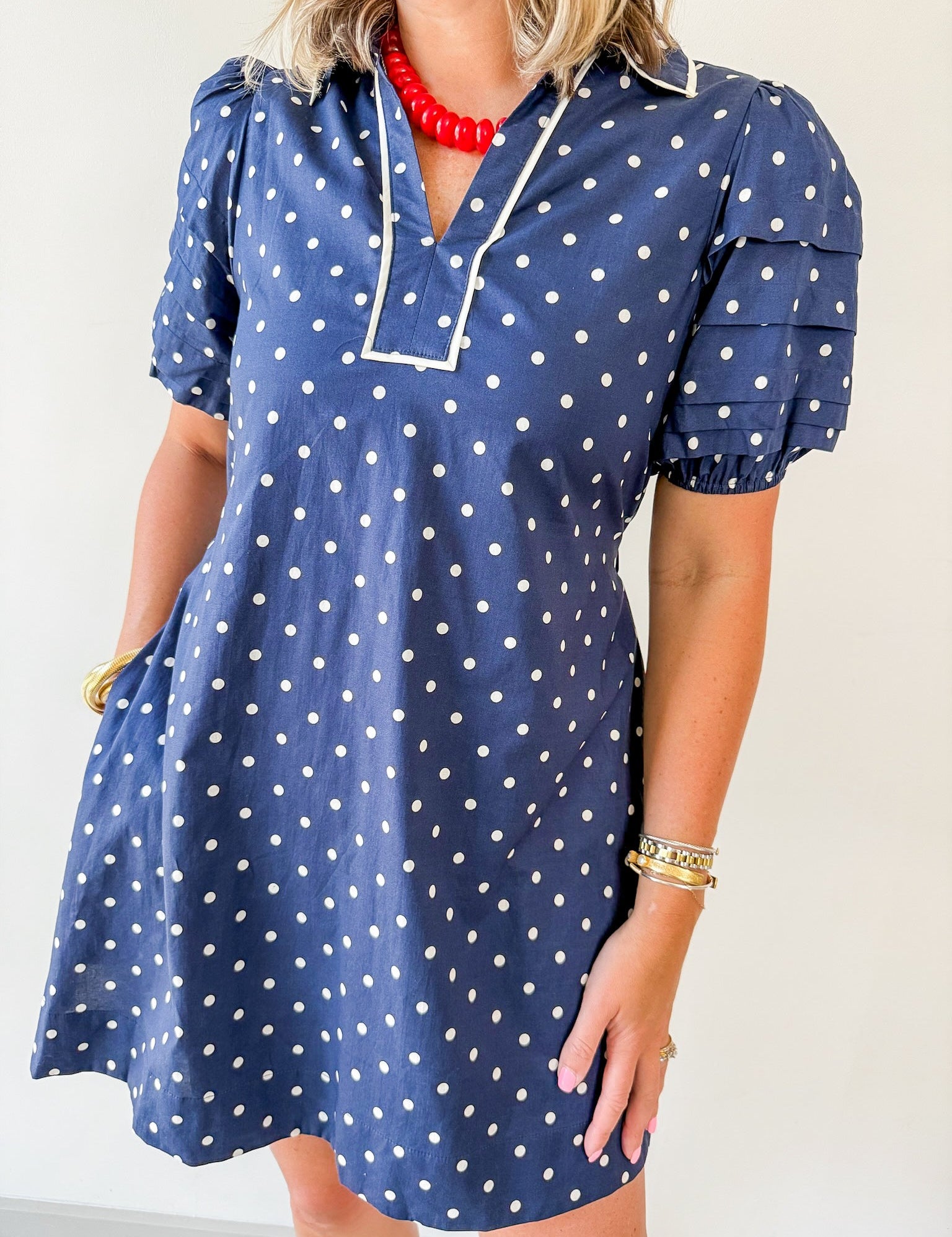 Polka Dot Puff Sleeve Dress