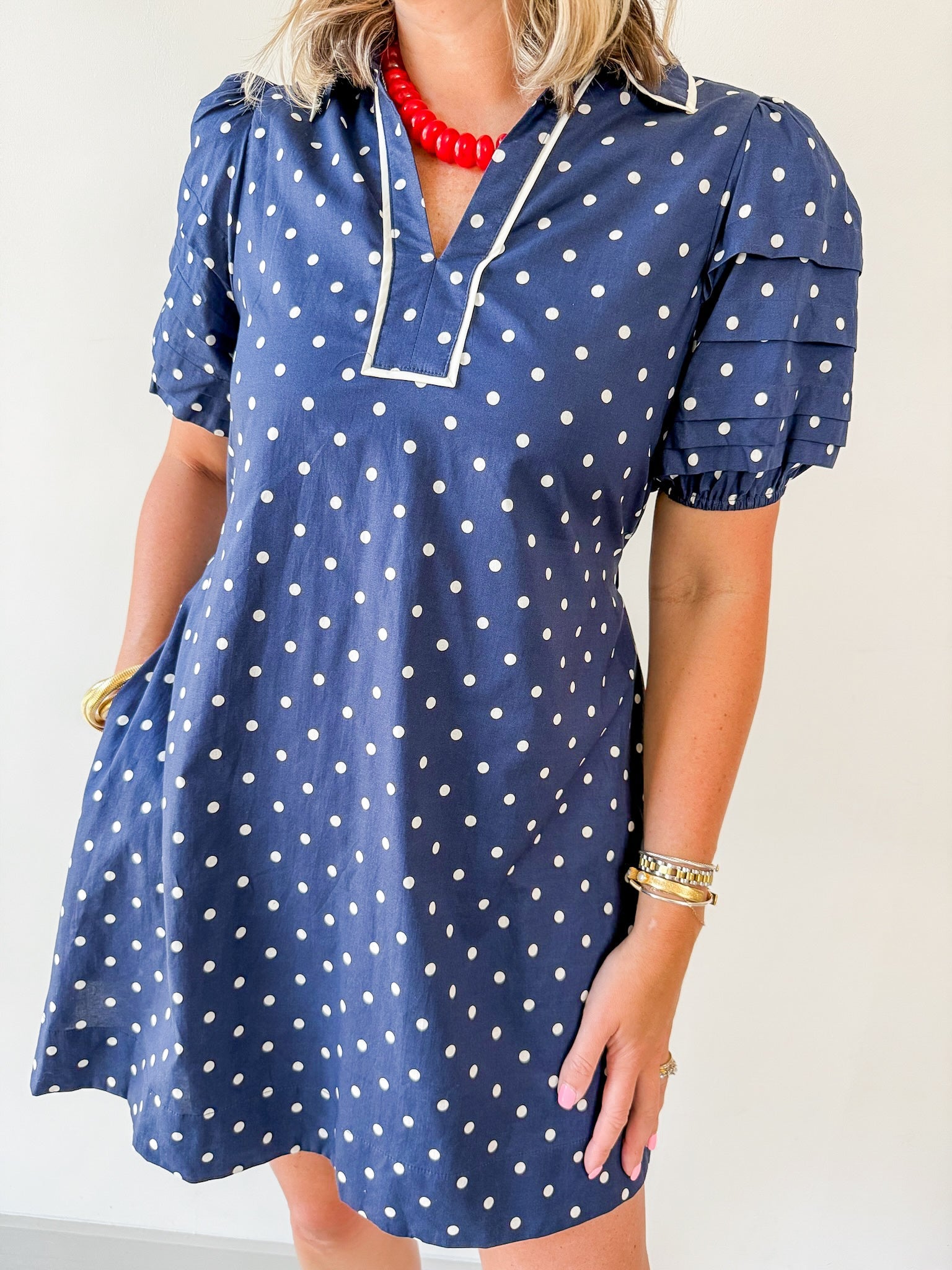 Polka Dot Puff Sleeve Dress