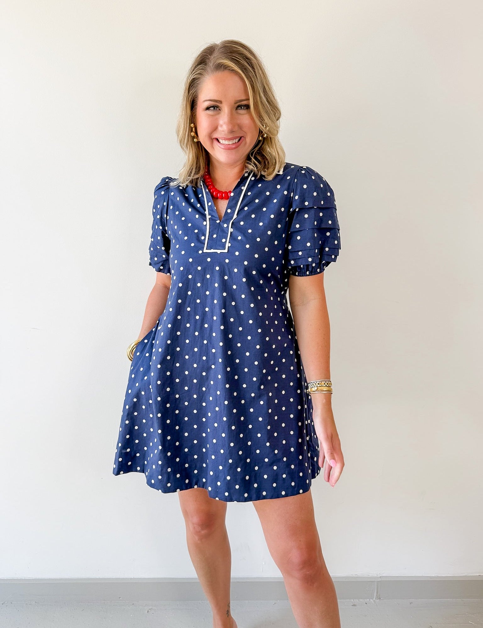 Polka Dot Puff Sleeve Dress