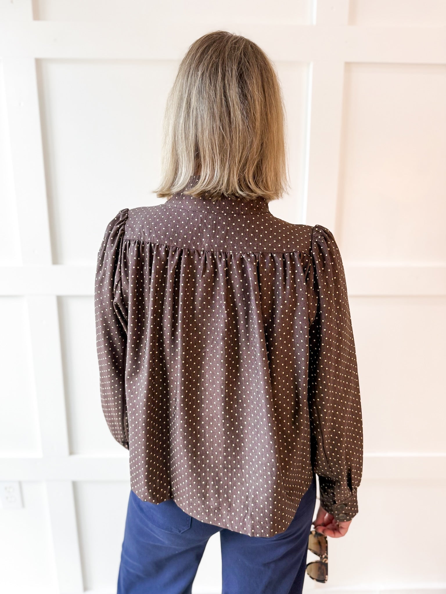 Polka Dot Puff Sleeve Jacket