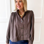 Polka Dot Puff Sleeve Jacket