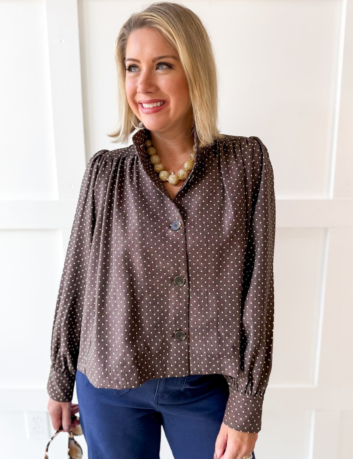 Polka Dot Puff Sleeve Jacket