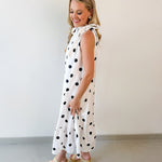 Polka Dot Ruffled Neck Dress