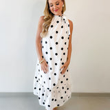 Polka Dot Ruffled Neck Dress