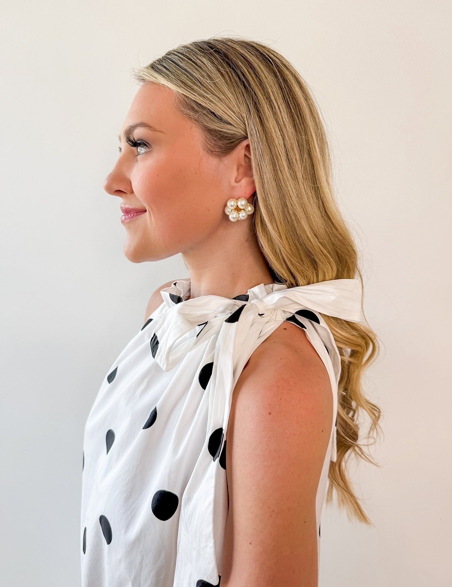 Polka Dot Ruffled Neck Dress