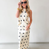 Polka Dot Satin Tank & Midi Skirt