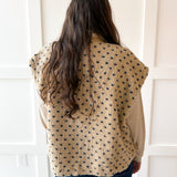 Polka Dot Sherpa Vest-Navy