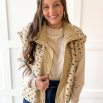 Polka Dot Sherpa Vest-Navy