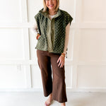 Polka Dot Sherpa Vest- Olive