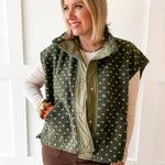 Polka Dot Sherpa Vest- Olive