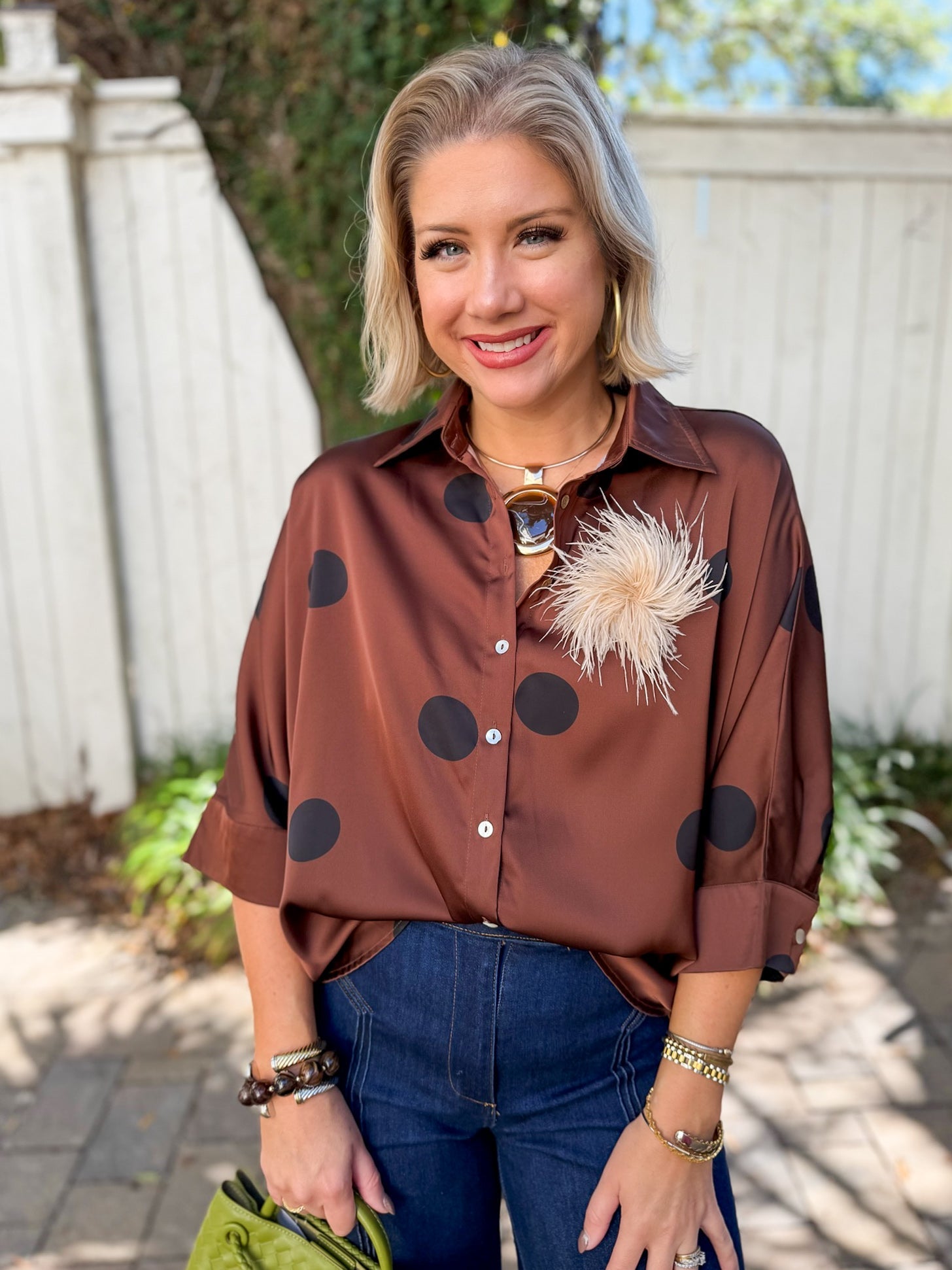 Polka Dot Shirt - Brown