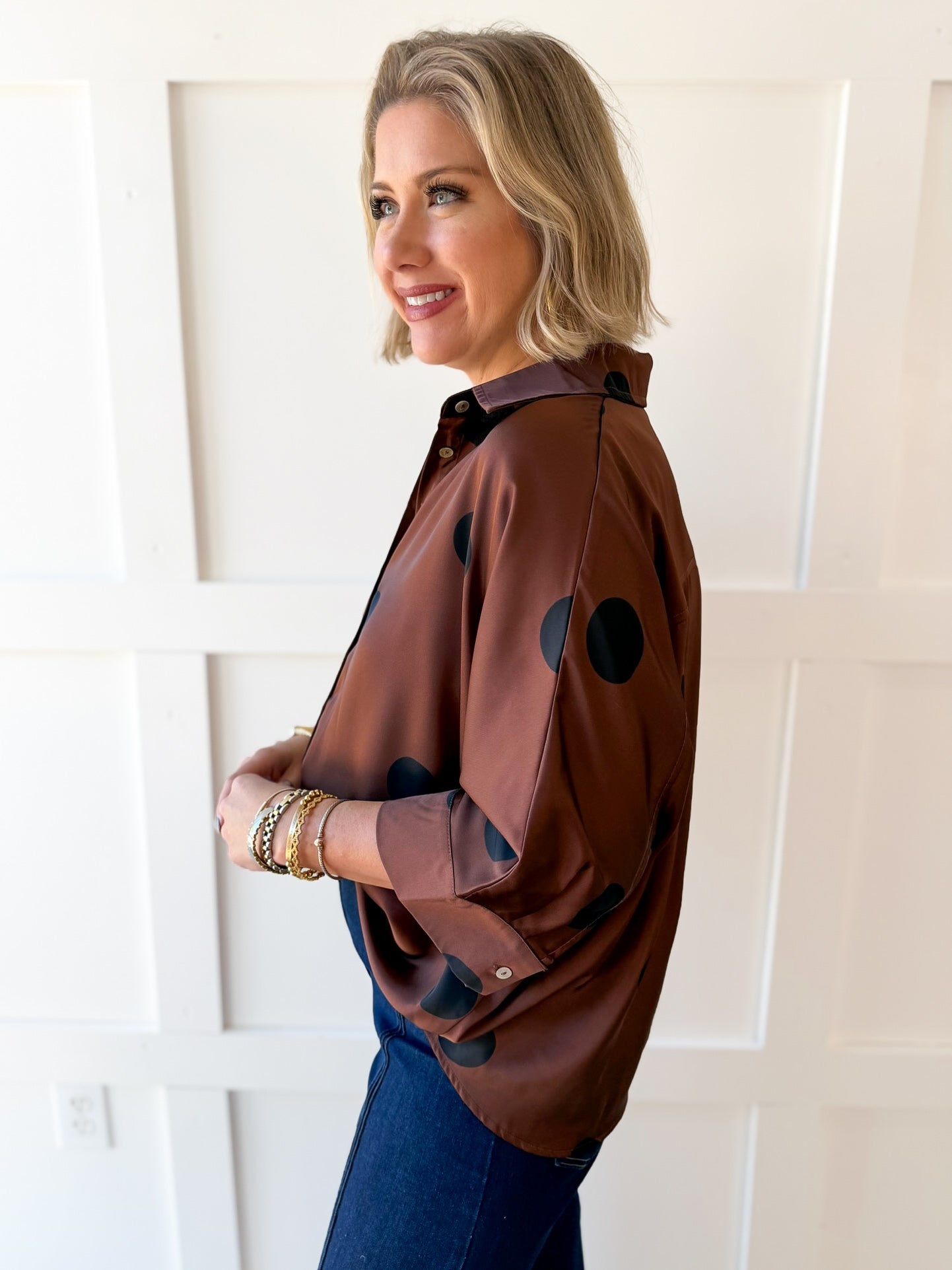 Polka Dot Shirt - Brown