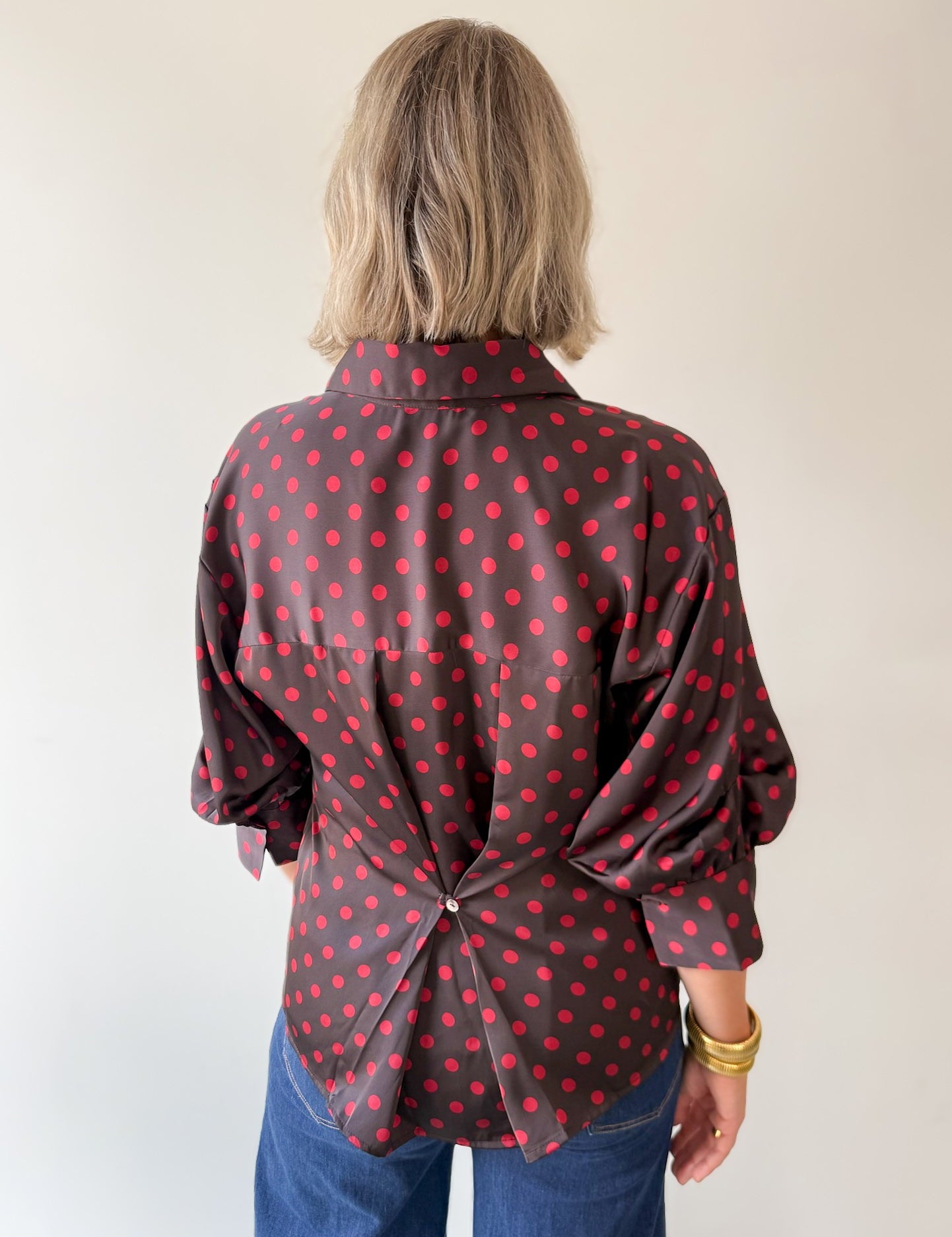 Polka Dot Shirt- Brown
