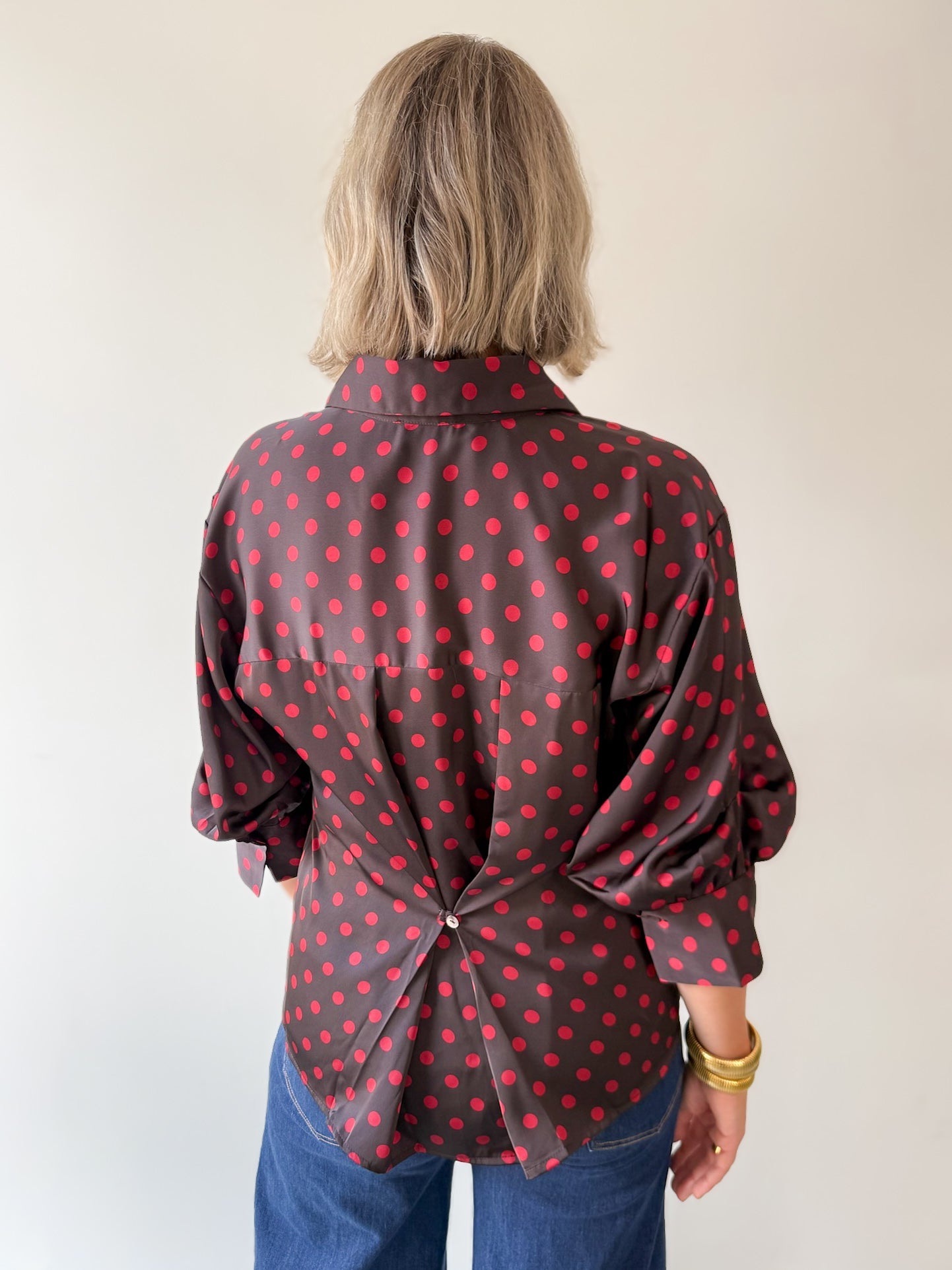Polka Dot Shirt- Brown