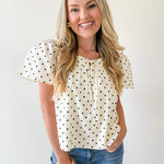 Polka Dot Square Neck Top