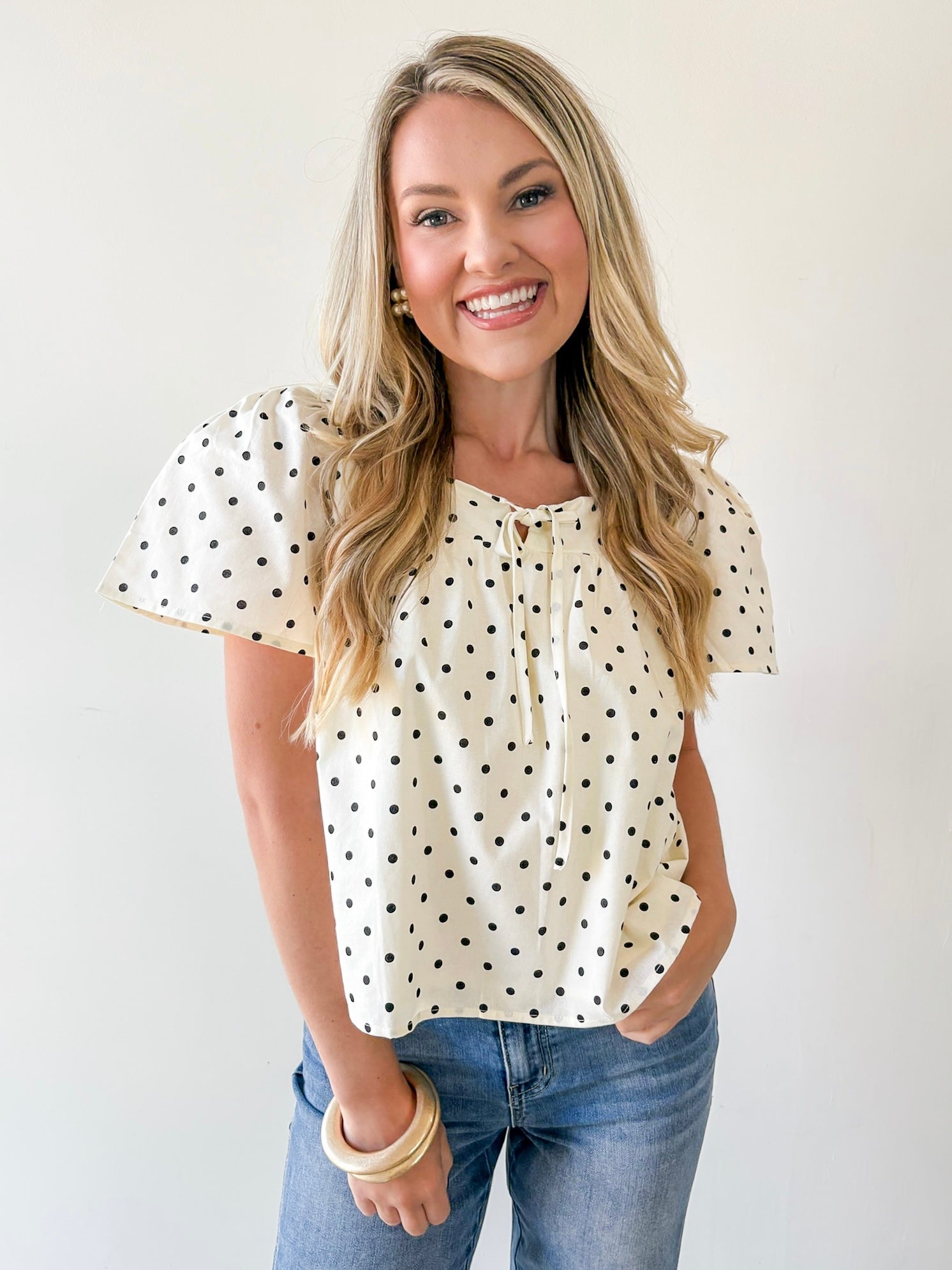 Polka Dot Square Neck Top