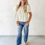 Polka Dot Square Neck Top