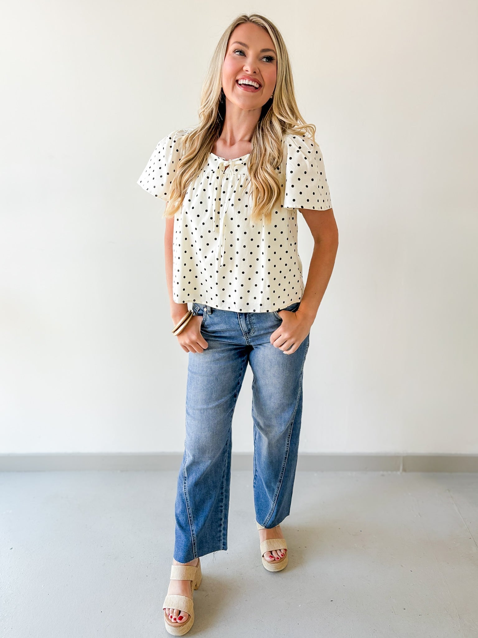 Polka Dot Square Neck Top