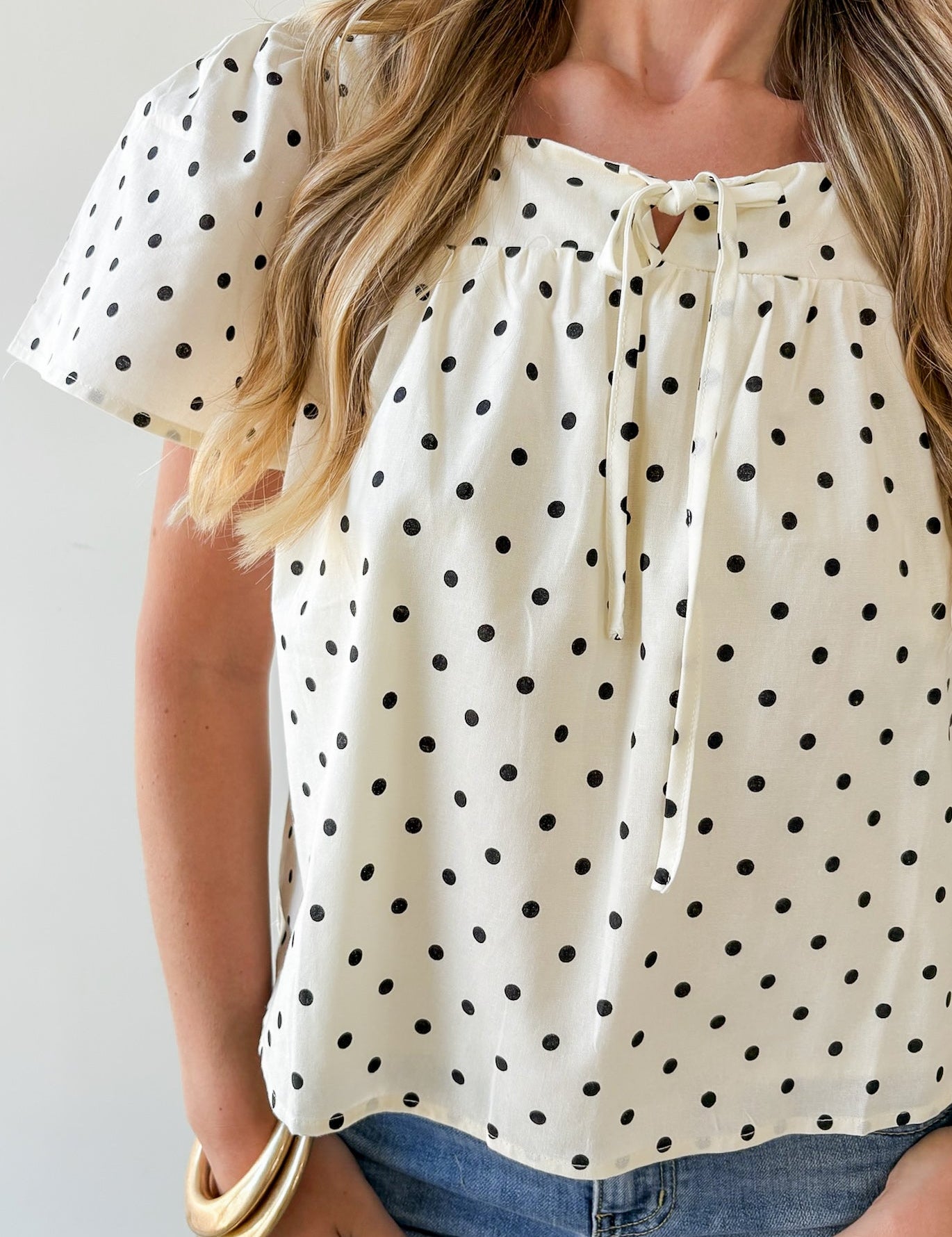 Polka Dot Square Neck Top