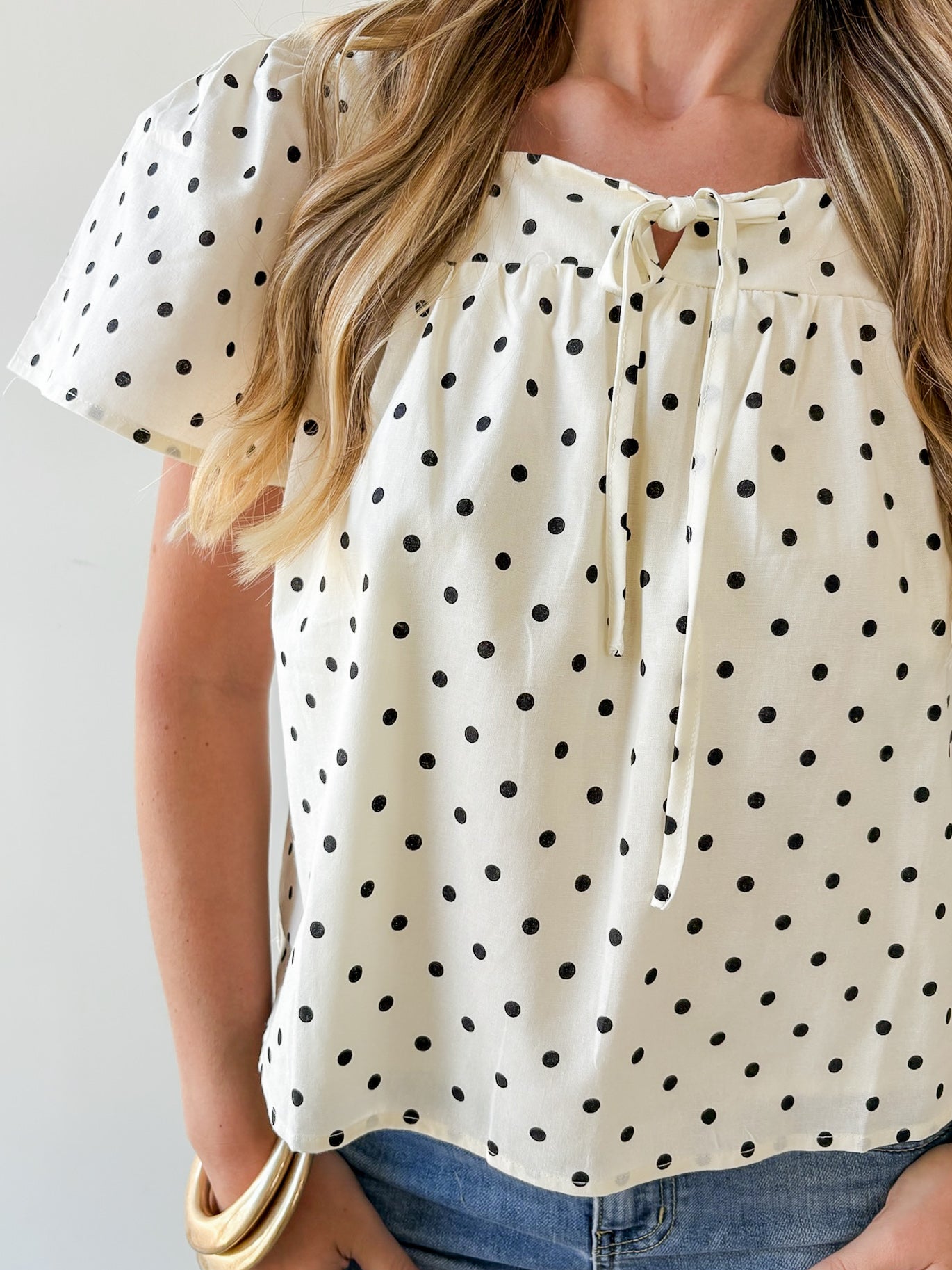 Polka Dot Square Neck Top
