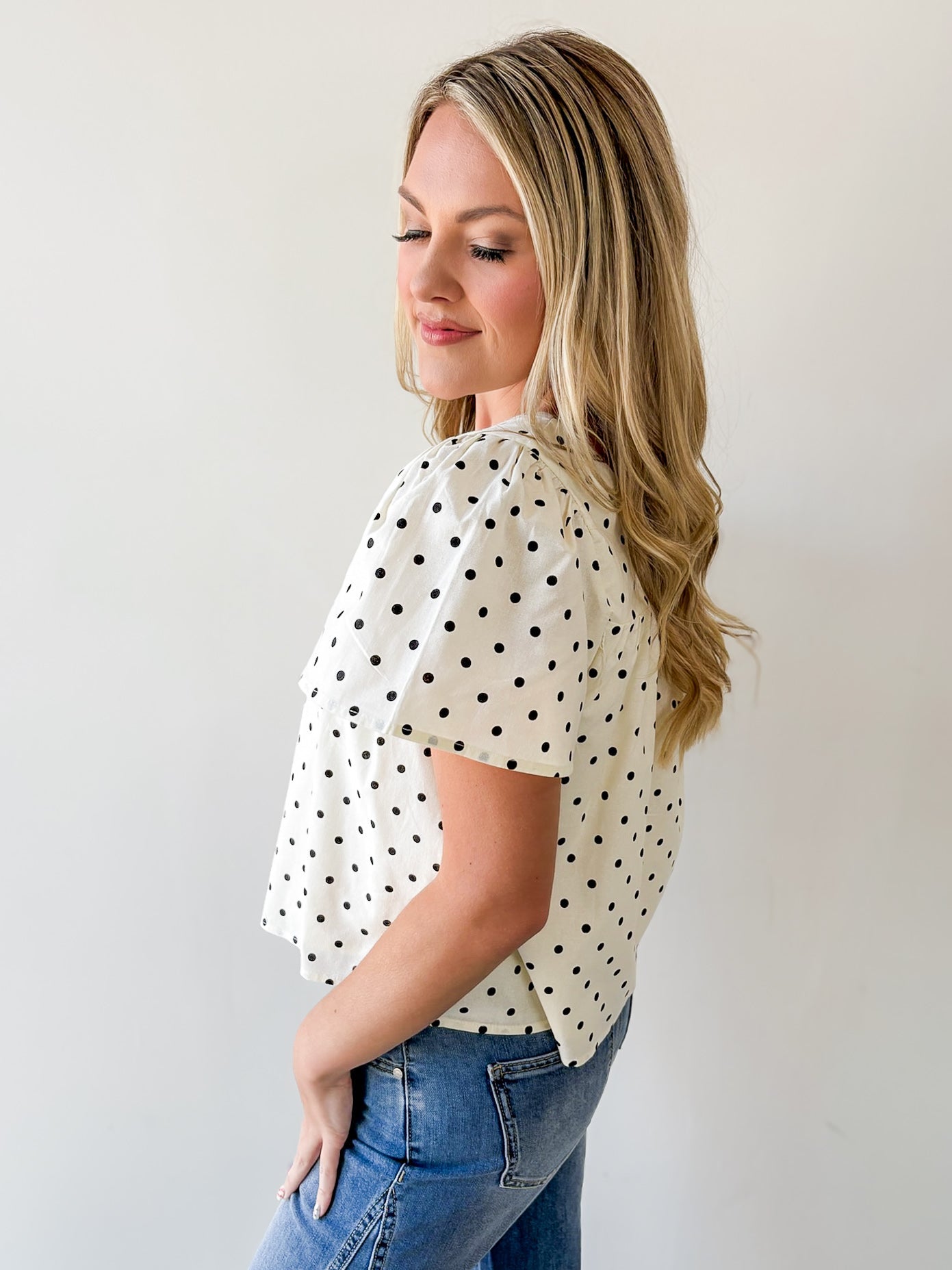 Polka Dot Square Neck Top