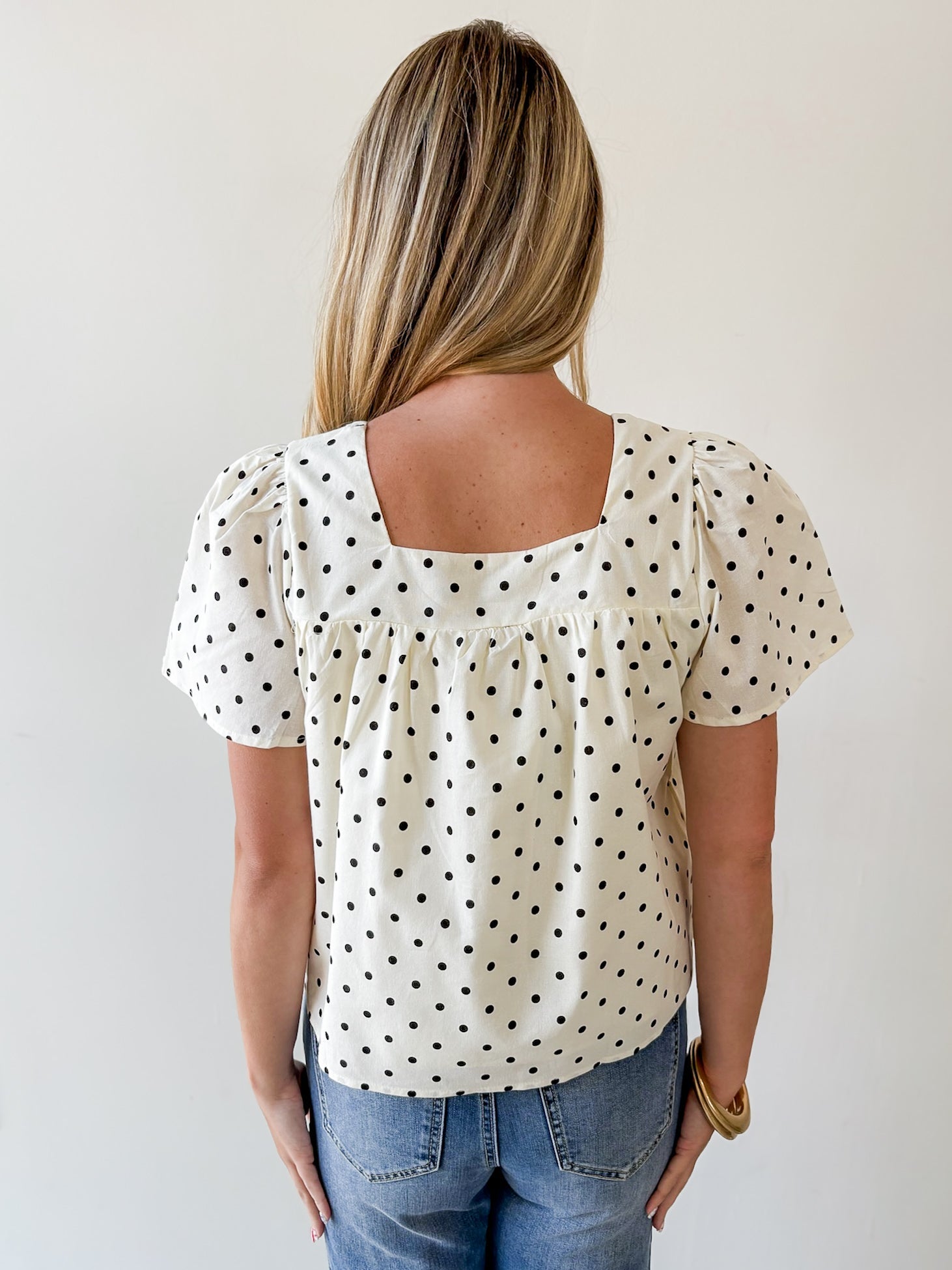 Polka Dot Square Neck Top
