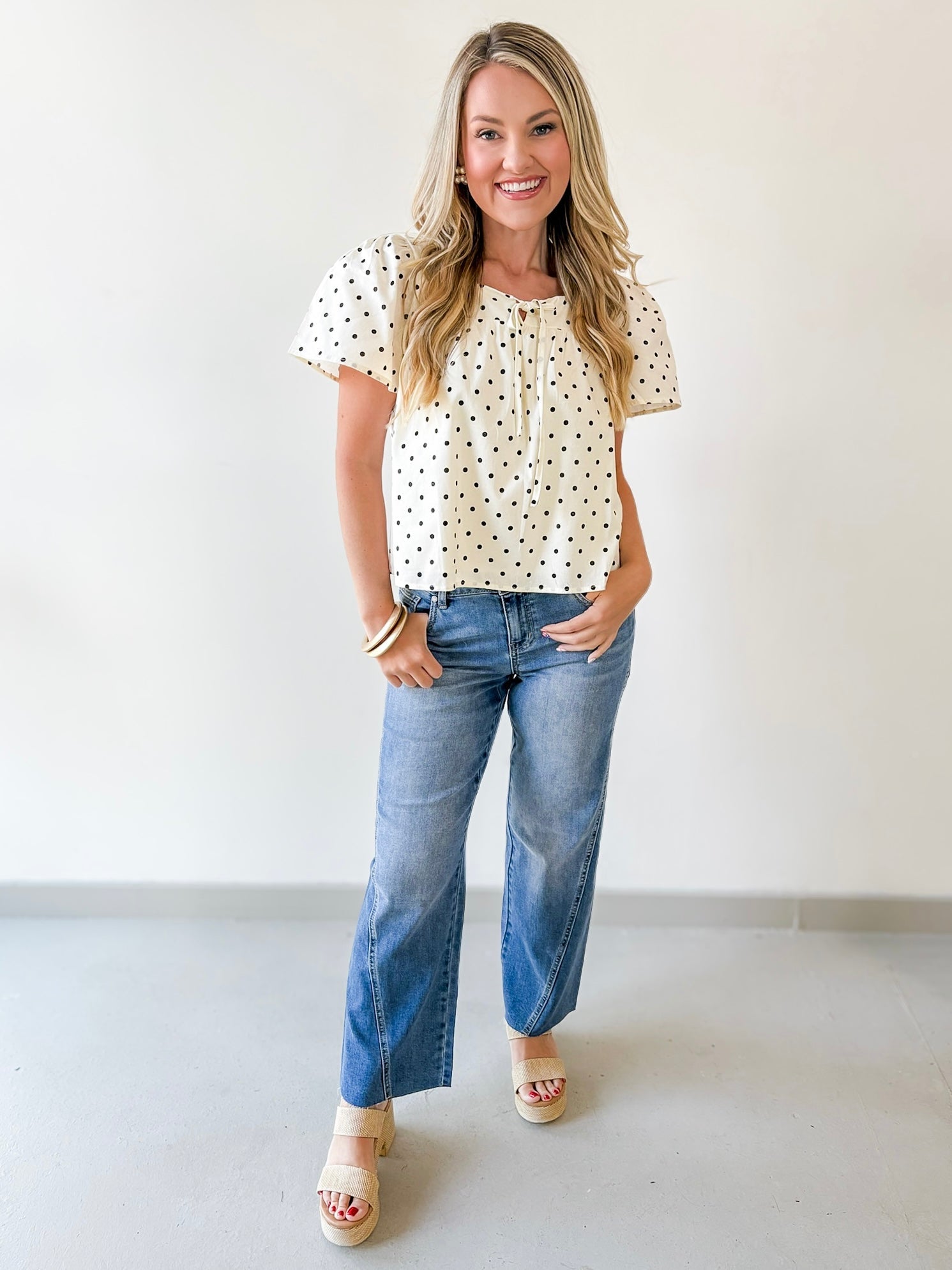Polka Dot Square Neck Top