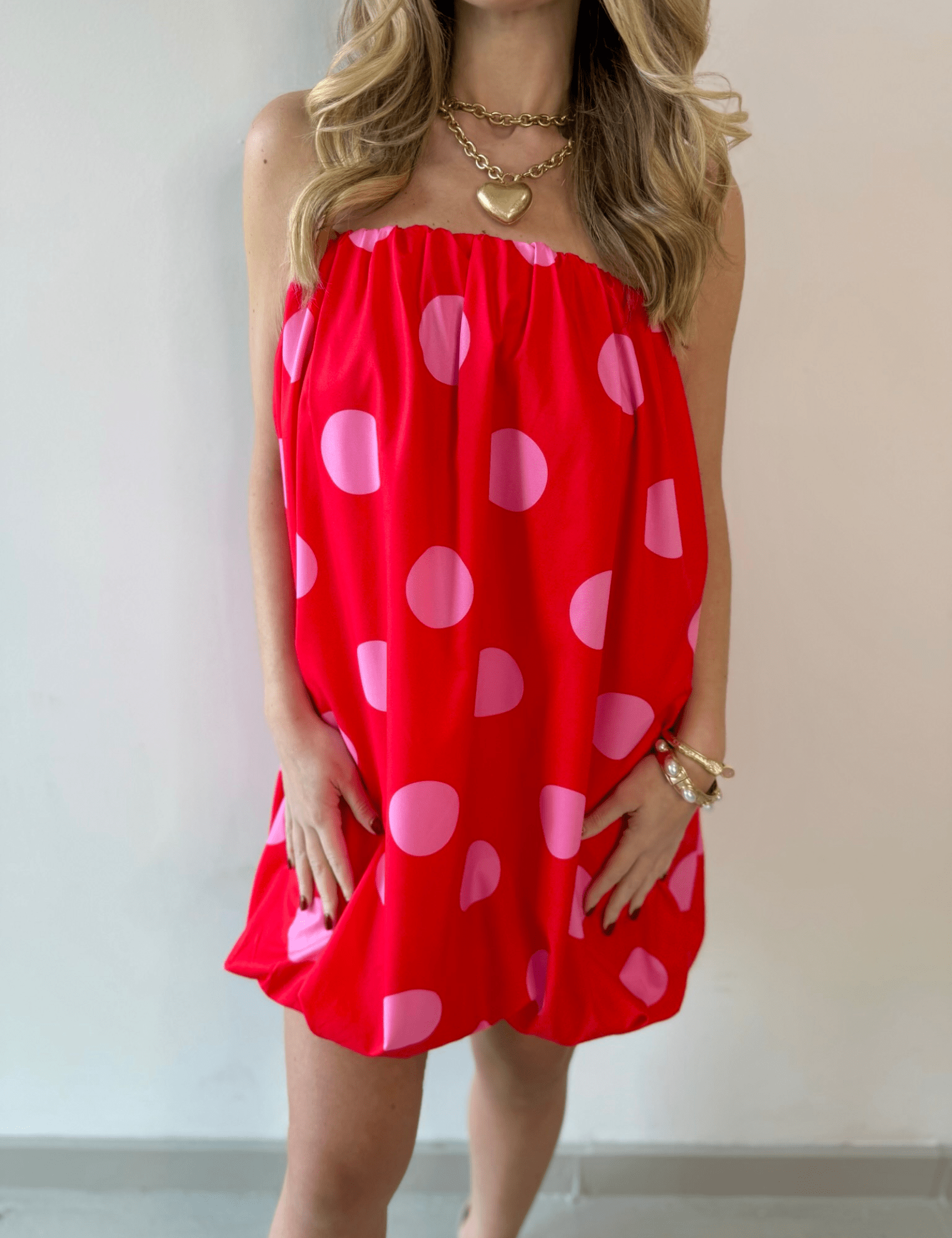 Polka Dot Strapless Bubble Dress