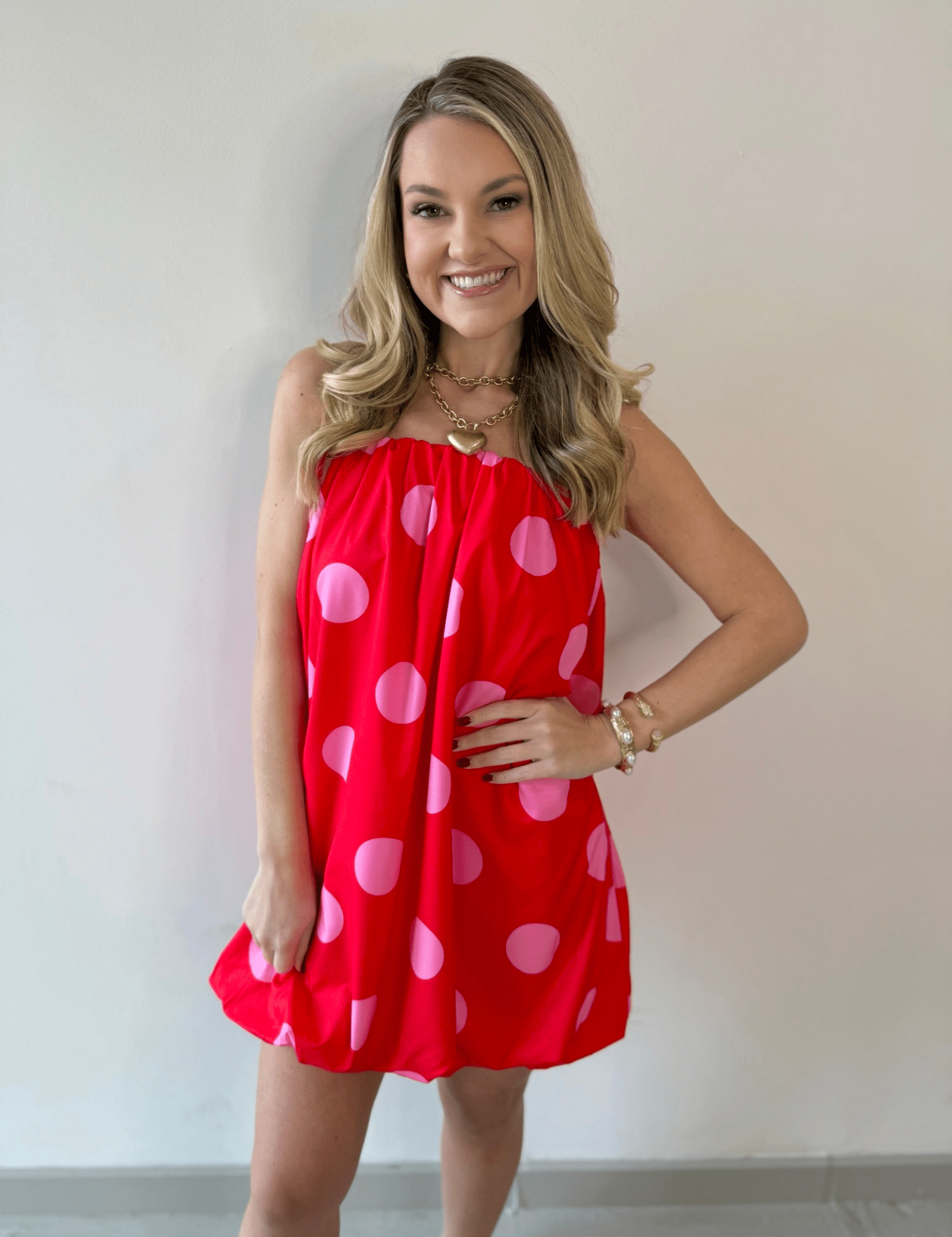 Polka Dot Strapless Bubble Dress